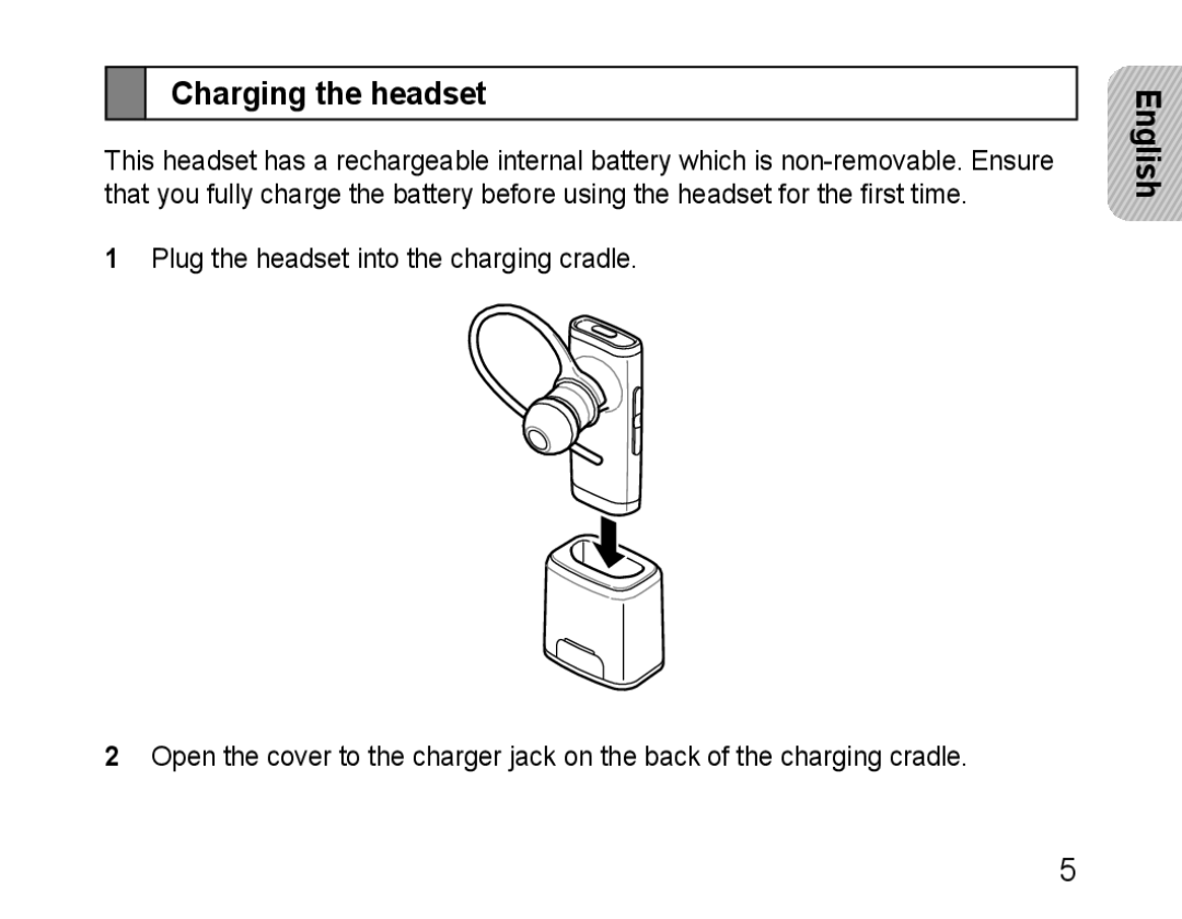 Samsung 100705, HM3200, GH68-28534G manual Charging the headset 