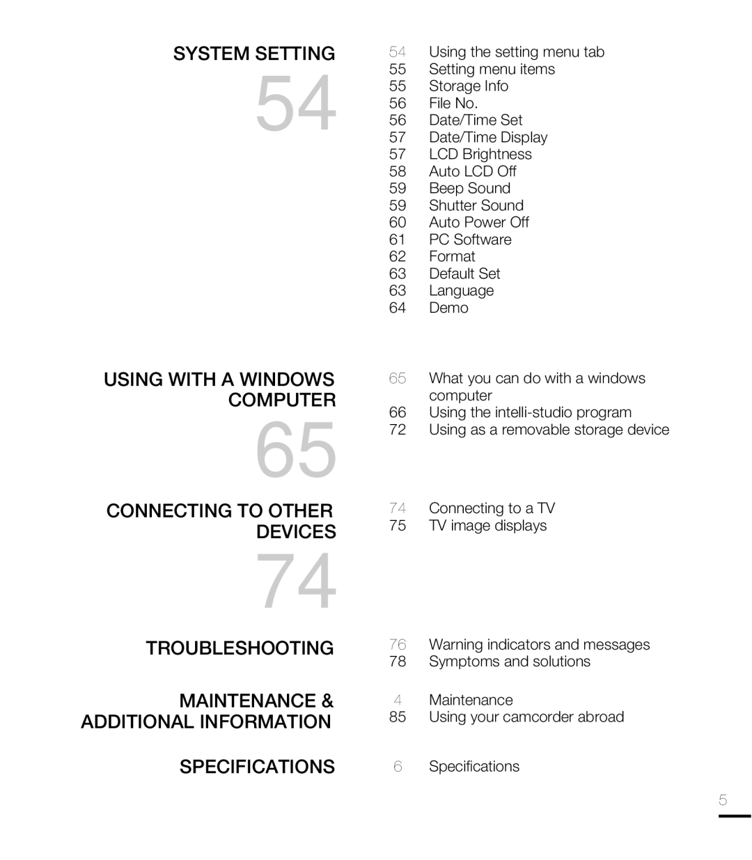 Samsung HMX-E10BN, HMX-E10WN, HMX-E10ON user manual Specifications 