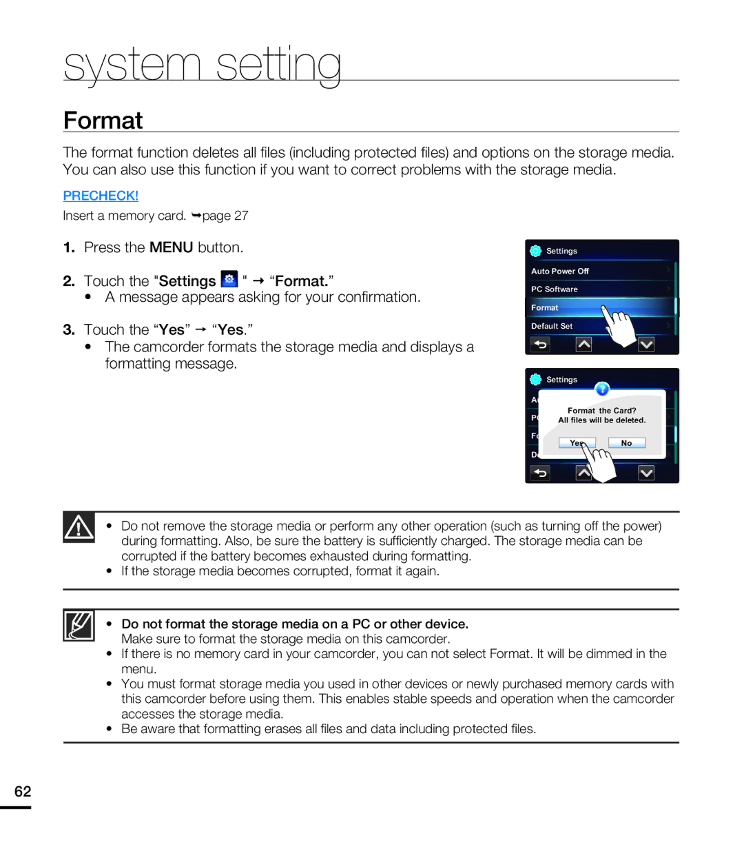 Samsung HMX-E10BN, HMX-E10WN, HMX-E10ON user manual Format 