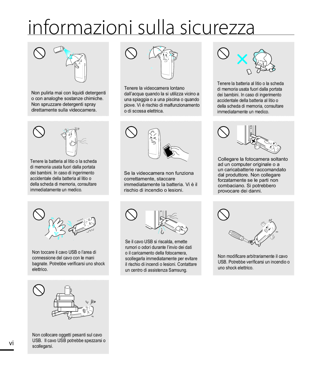 Samsung HMX-E10BP/EDC, HMX-E10OP/EDC, HMX-E10WP/EDC manual Informazioni sulla sicurezza 