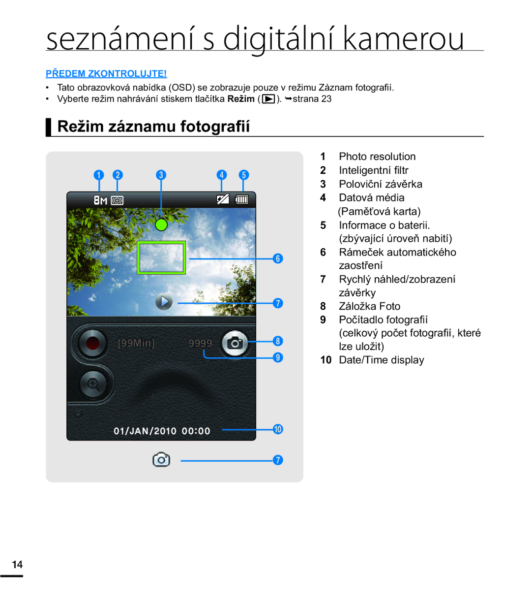 Samsung HMX-E10BP/EDC manual 5HåLPiQDPXIRWRJUD¿t, 3KRWRUHVROXWLRQ,  DWH7LPHGLVSOD 