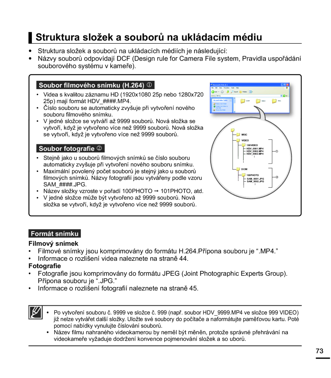 Samsung HMX-E10BP/EDC manual 6WUXNWXUDVORåHNDVRXERUĤQDXNOiGDFtPPpGLX, 6RXERU¿OPRYpKRVQtPNX+M, RUPiWVQtPNX 