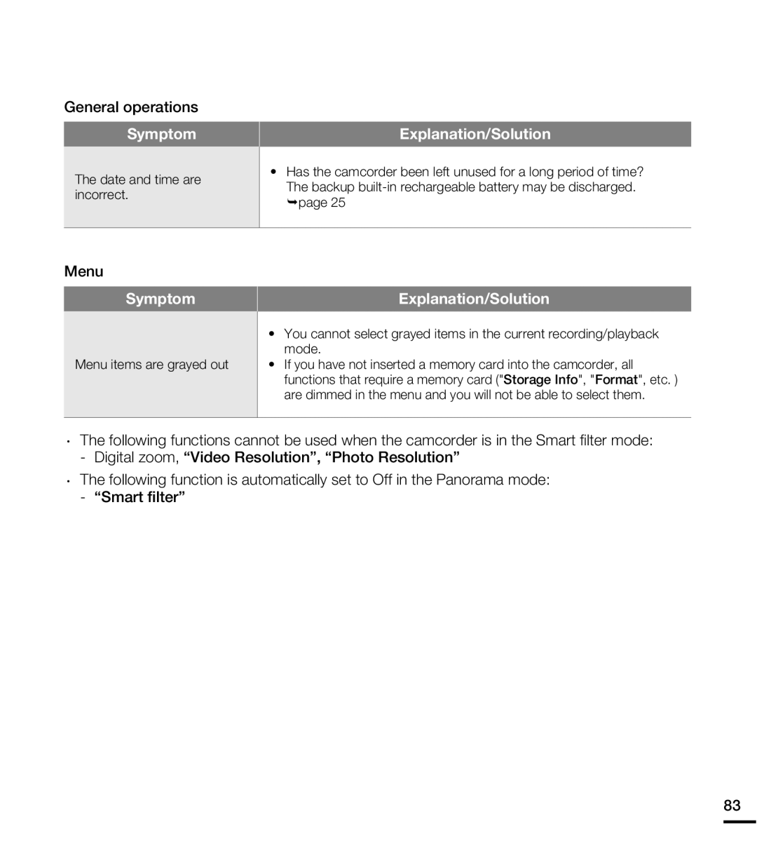 Samsung HMX-E10WN/XAA manual General operations 