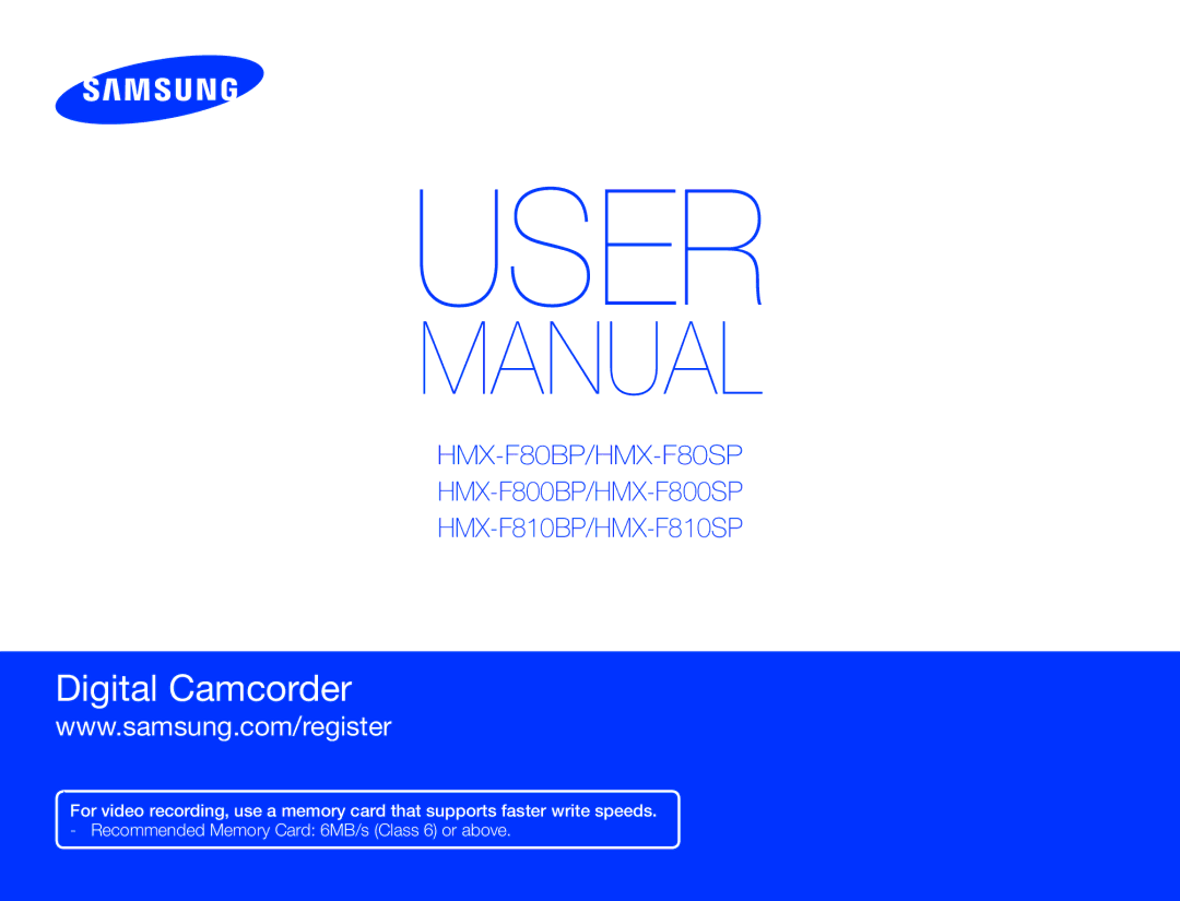 Samsung HMX-F80 user manual User 