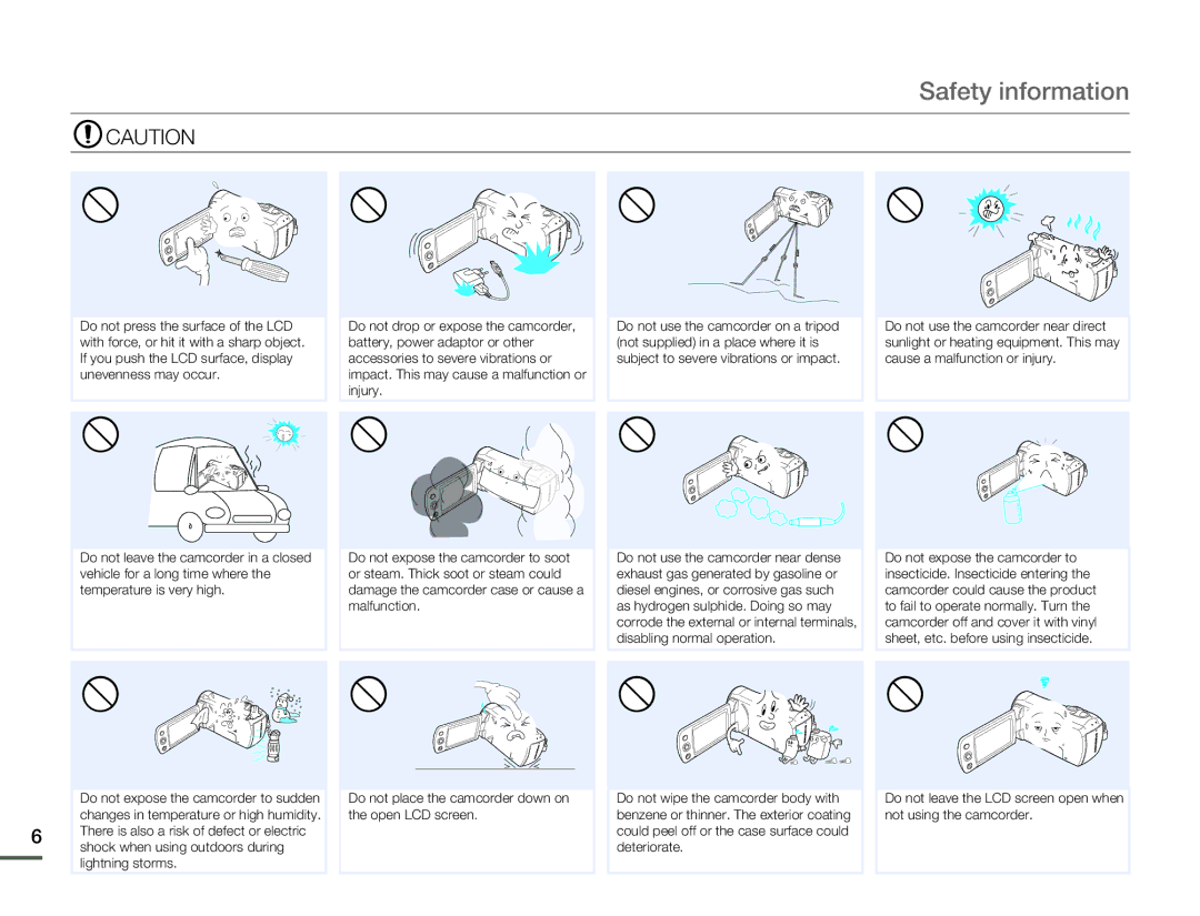 Samsung HMX-F80BN user manual Safety information 