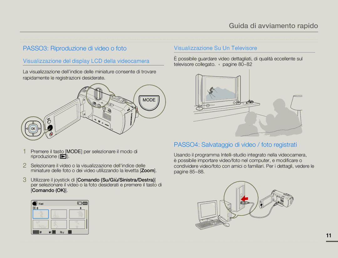 Samsung HMX-F80BP/MEA, HMX-F80BP/EDC manual Guida di avviamento rapido, PASSO3 Riproduzione di video o foto 