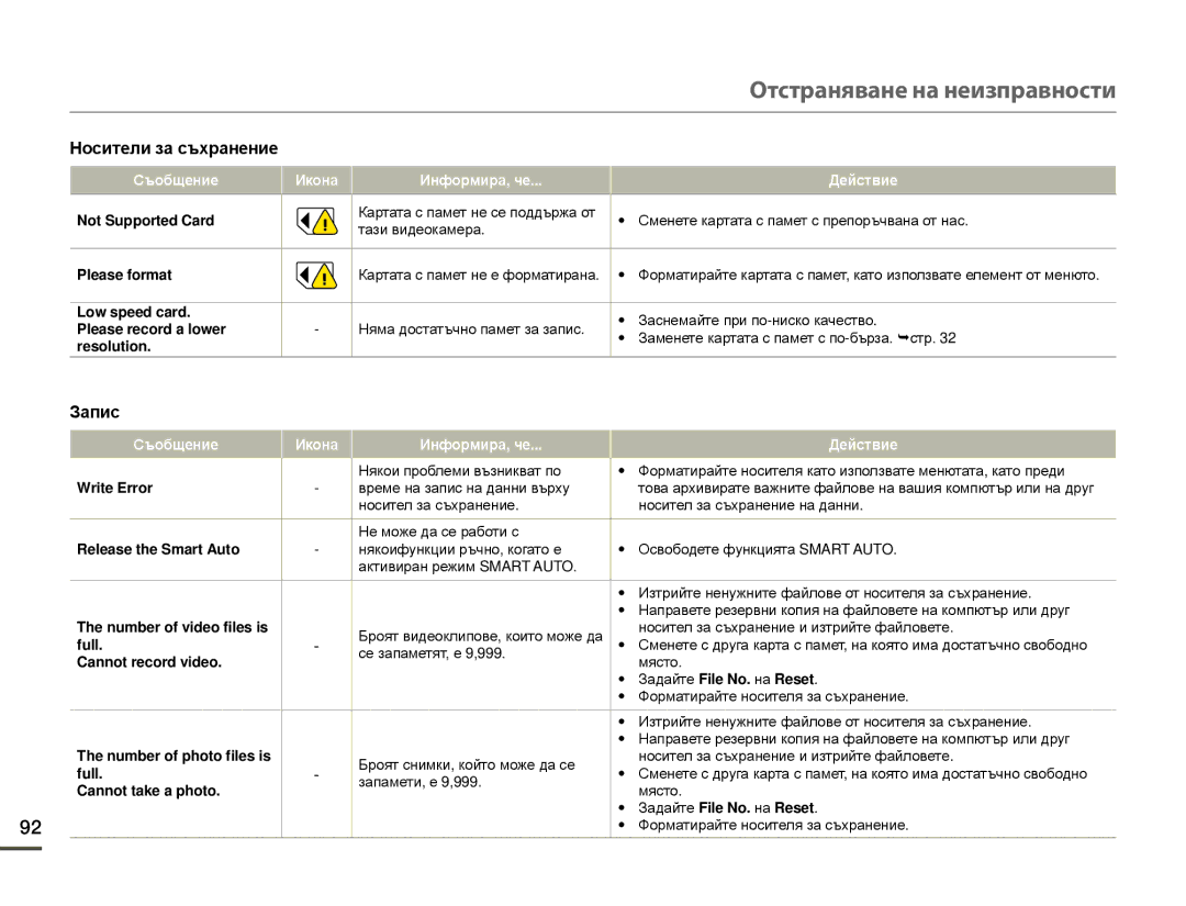 Samsung HMX-F80BP/EDC manual Запис 