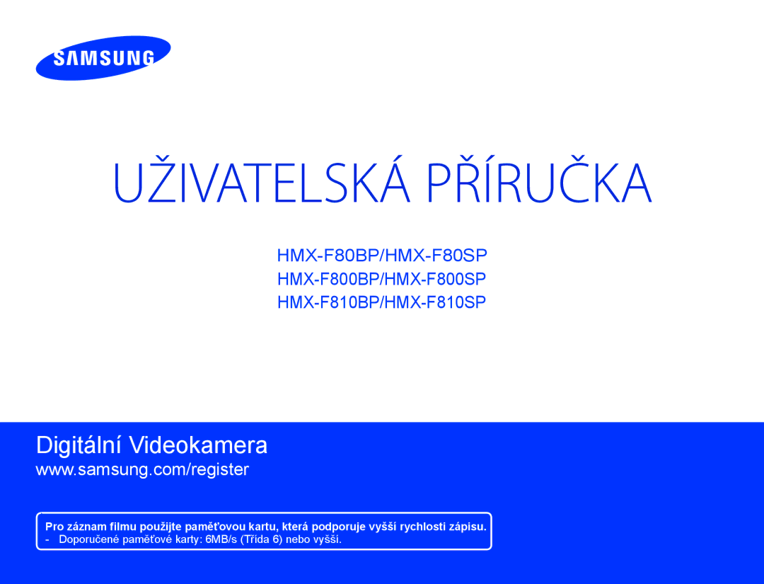 Samsung HMX-F80BP/EDC manual Uživatelská Příručka 