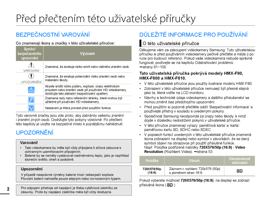 Samsung HMX-F80BP/EDC Před přečtením této uživatelské příručky, =3ý126T1Ë V$52VÈ1Ë, 832=251ċ1Ë, Tpto uåiYatelskp SĜíruþce 