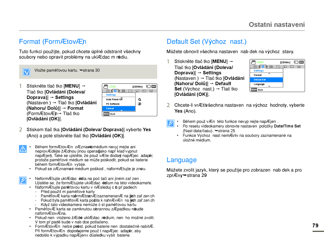 Samsung HMX-F80BP/EDC manual Ormat ormátoYání, Anguage 