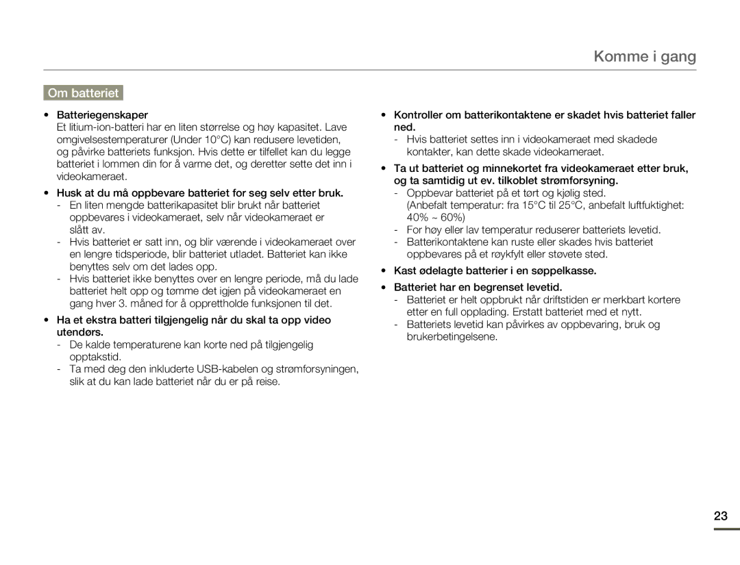 Samsung HMX-F80BP/EDC manual Om batteriet 