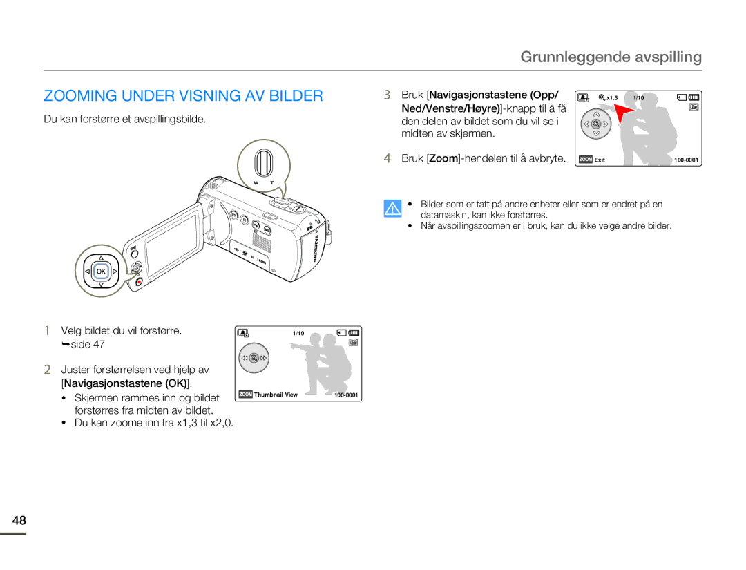 Samsung HMX-F80BP/EDC manual Zooming Under Visning AV Bilder 