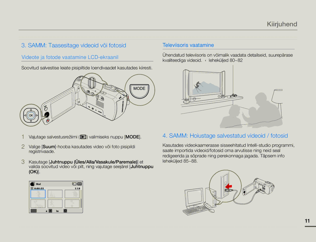 Samsung HMX-F80BP/EDC manual Kiirjuhend, Samm Taasesitage videoid või fotosid 