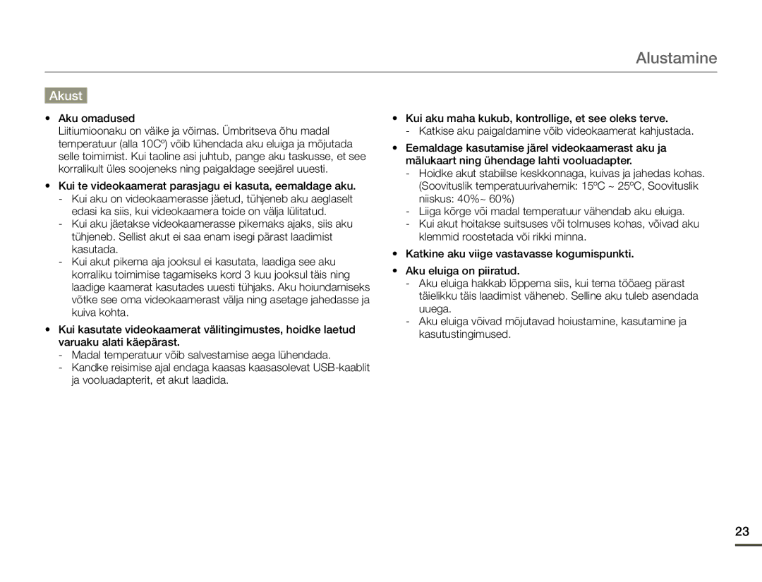 Samsung HMX-F80BP/EDC manual Akust 