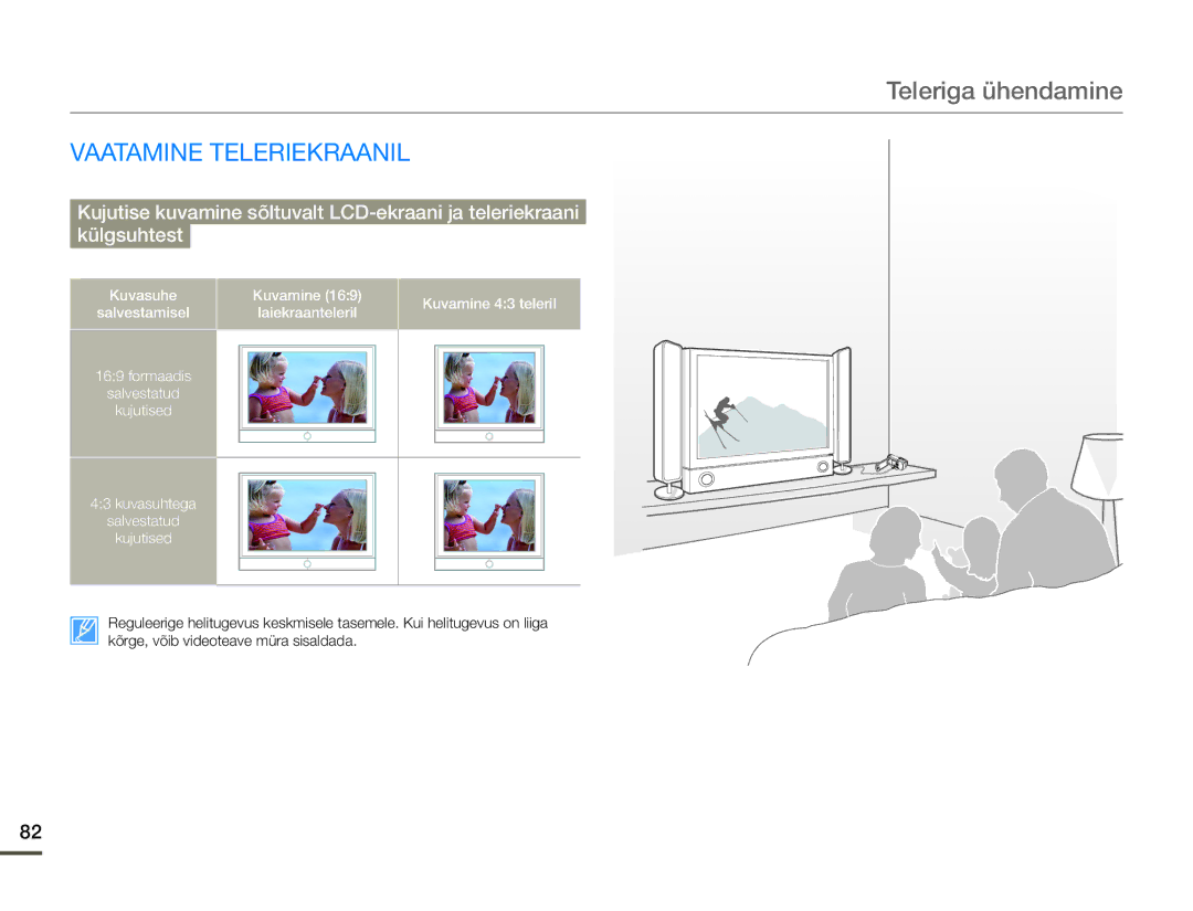 Samsung HMX-F80BP/EDC manual Vaatamine Teleriekraanil 