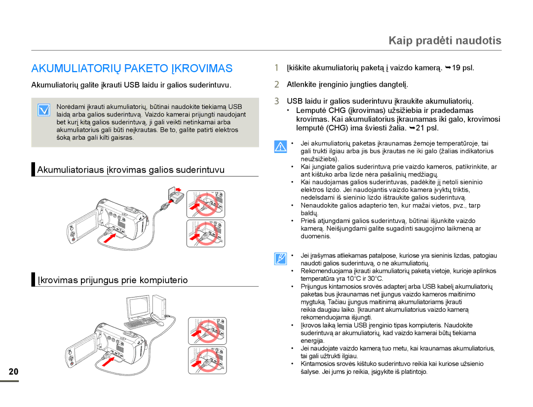 Samsung HMX-F80BP/EDC Kaip pradơti naudotis, $.808/,$725,Ǐ3$.72Ʋ.529,0$6, $NxpxoldwruldxvƳnurylpdvJdolrvVxghulqwxyx 