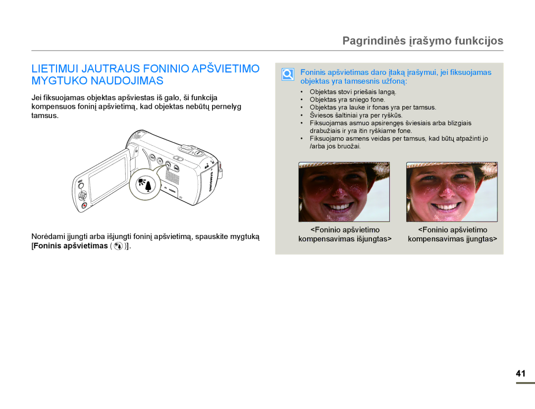 Samsung HMX-F80BP/EDC manual 08,-$875$8621,1,2$3â9,7,02 0*78.21$82-,0$6, Tamsus, Foninis apšvietimas 