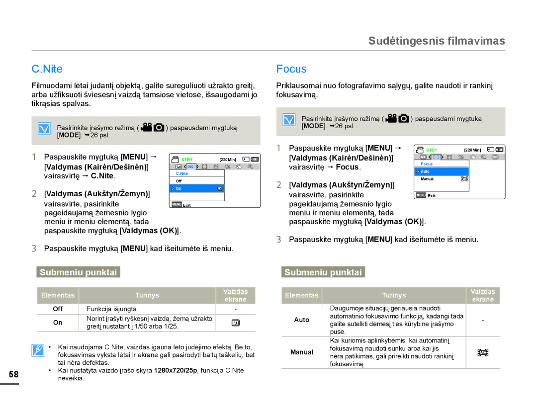 Samsung HMX-F80BP/EDC manual 1LWH, Rfxv, Valdymas Kairơn/Dešinơn @, Valdymas Aukštyn/Žemyn @ 