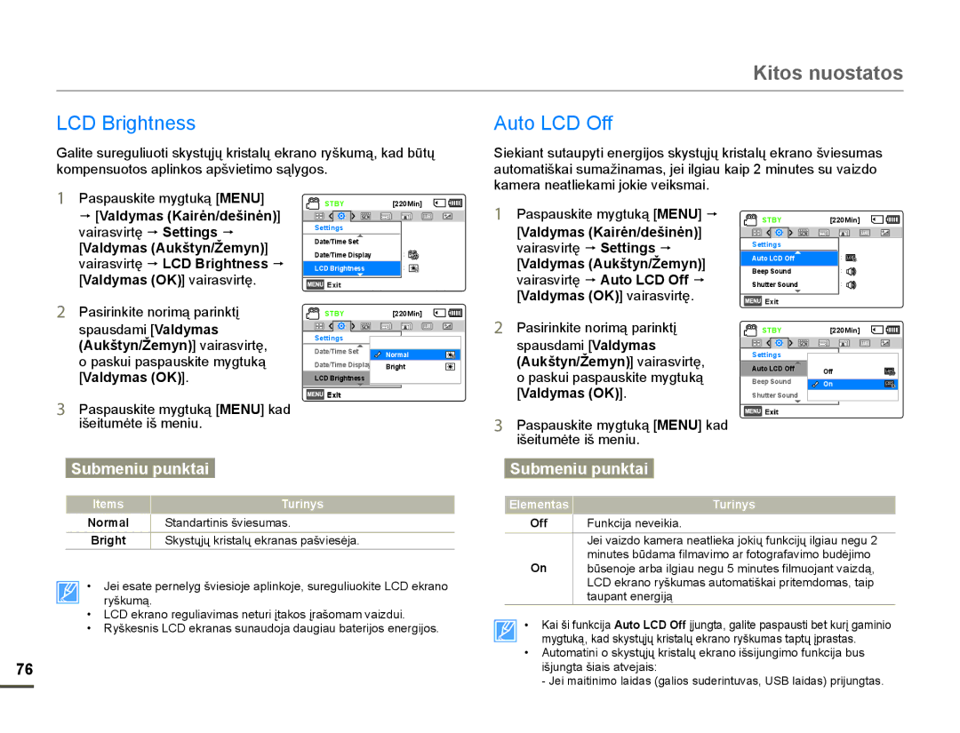 Samsung HMX-F80BP/EDC manual %Uljkwqhvv, $XWR/&2II, NRPSHQVXRWRVDSOLQNRVDSãYLHWLPRVąO\JRV 