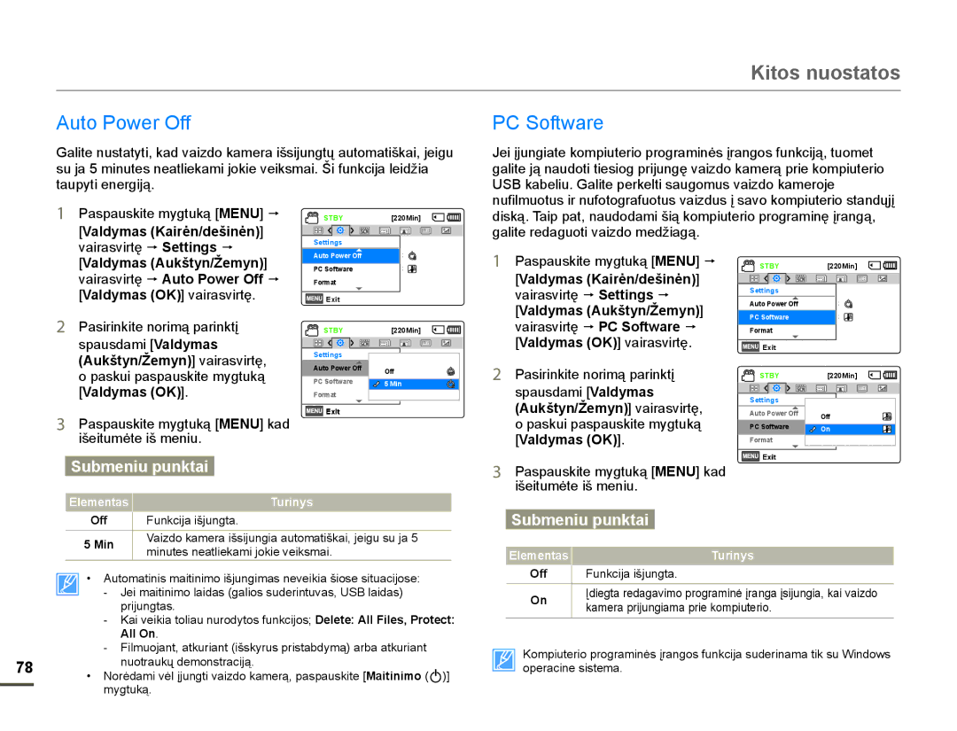 Samsung HMX-F80BP/EDC manual $XWR3RZHU2II, 6RIWZDUH, WDXS\WLHQHUJLMą, JDOLWHUHGDJXRWLYDLGRPHGåLDJą 