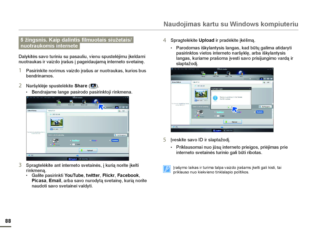 Samsung HMX-F80BP/EDC manual Nuotraukomis internete, Ehqgulqdprv, QdxgrwlVdyrVyhwdlqhlYdog\Wl 