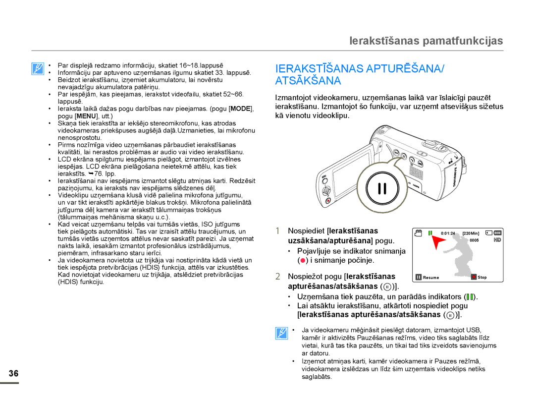 Samsung HMX-F80BP/EDC manual $.67Ʈâ$1$6$3785Ɯâ$1$, $76Ɩ.â$1$, NɨYlhqrwxYlghrnolsx, 1RVSLHGLHWIerakstƯšanas 