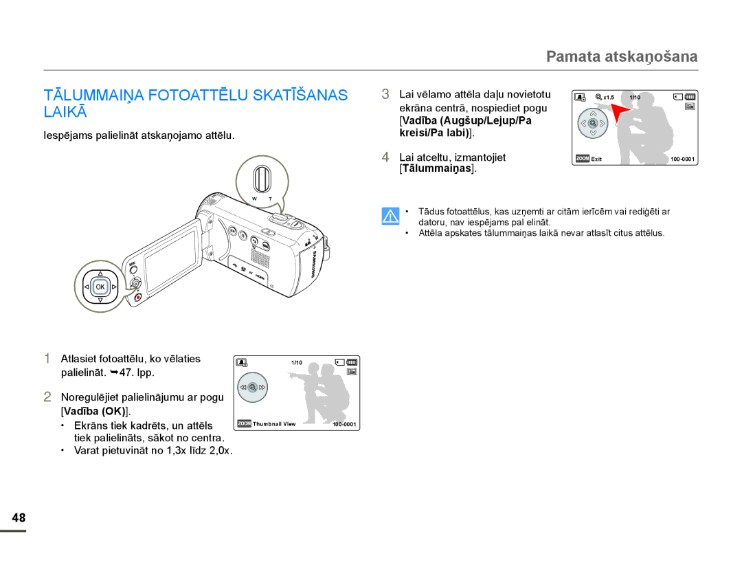 Samsung HMX-F80BP/EDC manual 7Ɩ/800$,ƻ$272$77Ɯ/86.$7Ʈâ$1$6 3 /$,.Ɩ, VadƯba Augšup/Lejup/Pa Kreisi/Pa labi, TƗlummaiƼas 