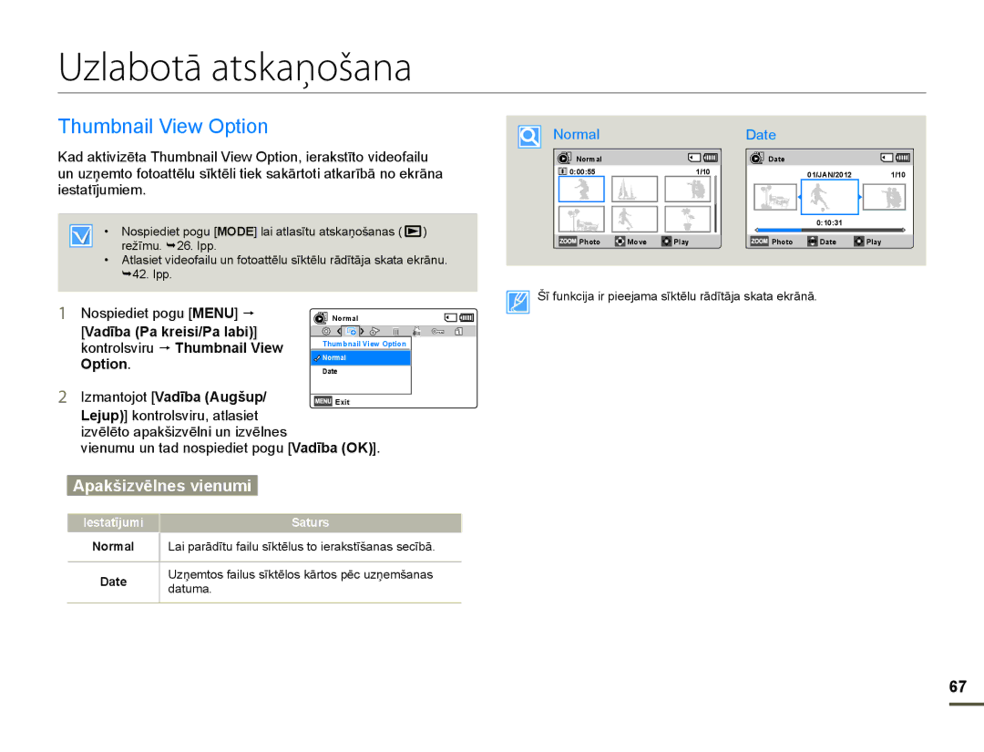 Samsung HMX-F80BP/EDC manual Uzlabotā atskaņošana, 7KXPEQDLO9LHZ2SWLRQ, Lhvwdwưmxplhp, Date 