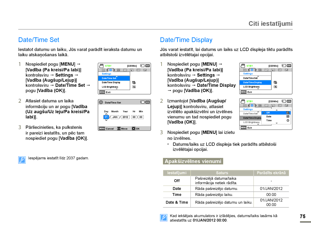 Samsung HMX-F80BP/EDC manual Citi iestatƯjumi, DWH7LPH6HW, DWH7LPHLVSOD, SRJXVadƯba OK, LyɲoɲwdmdlRsflmdl 