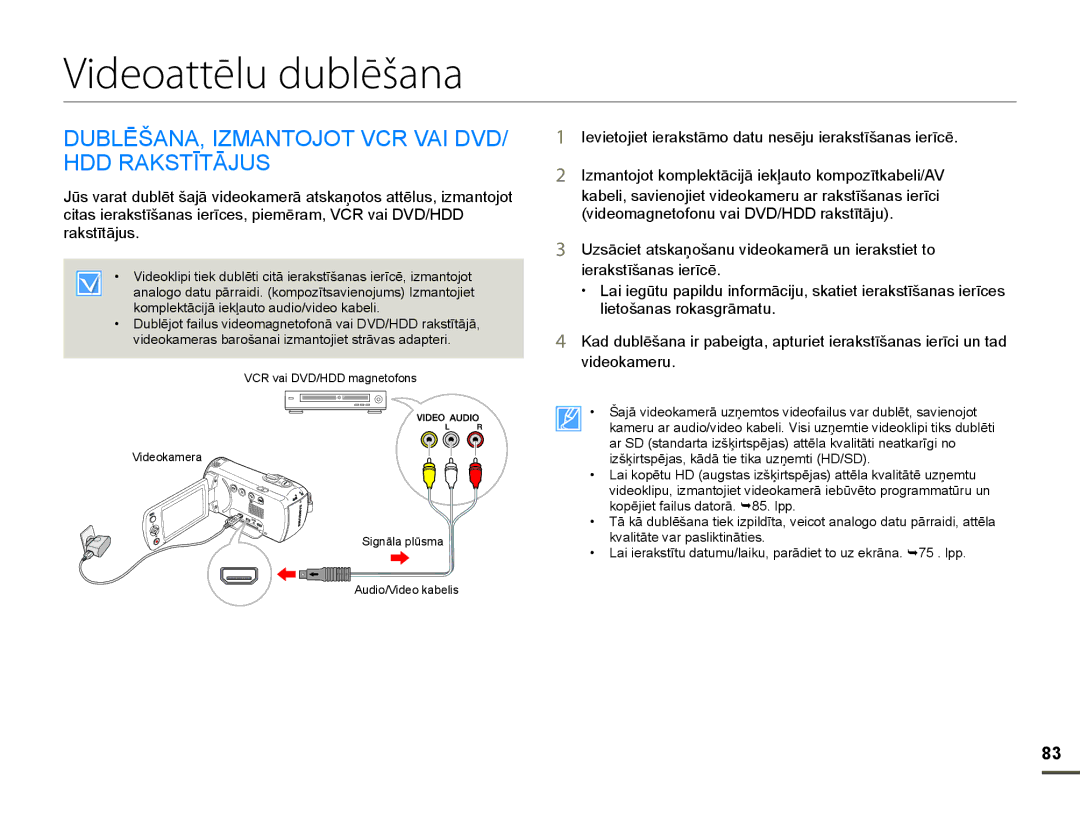 Samsung HMX-F80BP/EDC manual Videoattēlu dublēšana, Ɯâ$1$,=0$172-279&59$,9 +5$.67Ʈ7Ɩ-86, Udnvwưwɨmxv, Ylghrndphux 