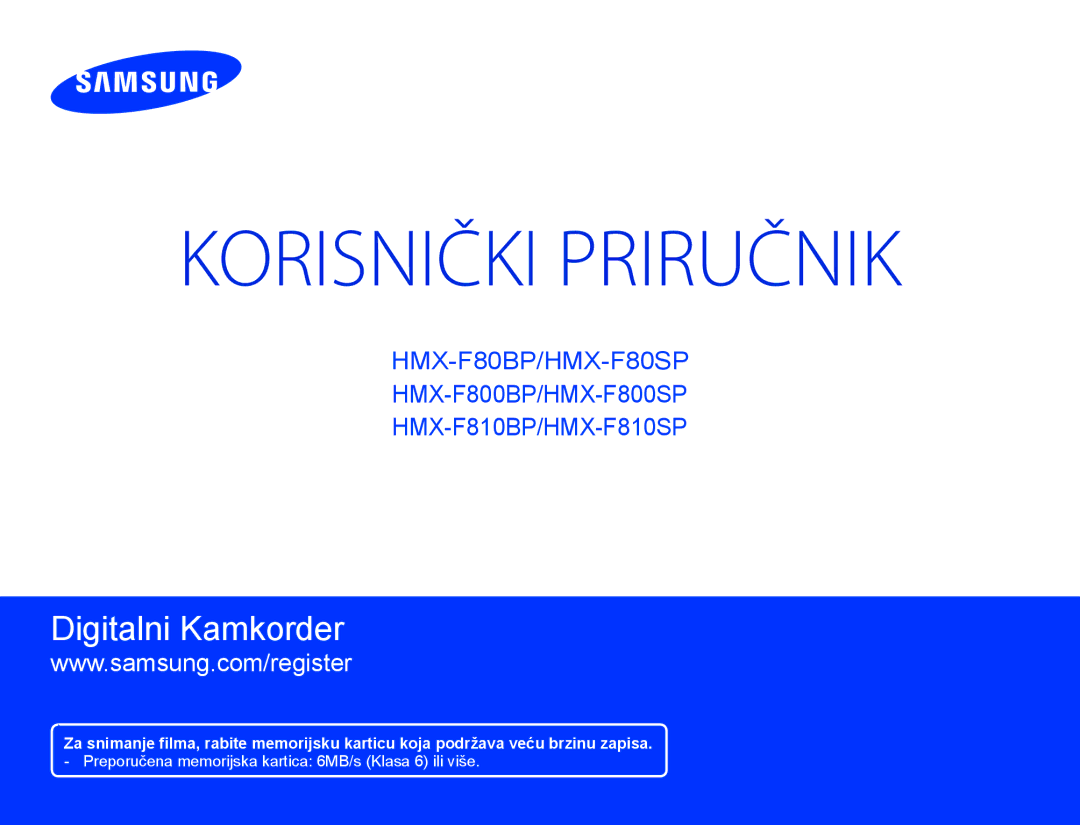 Samsung HMX-F80BP/EDC manual Korisnički Priručnik 