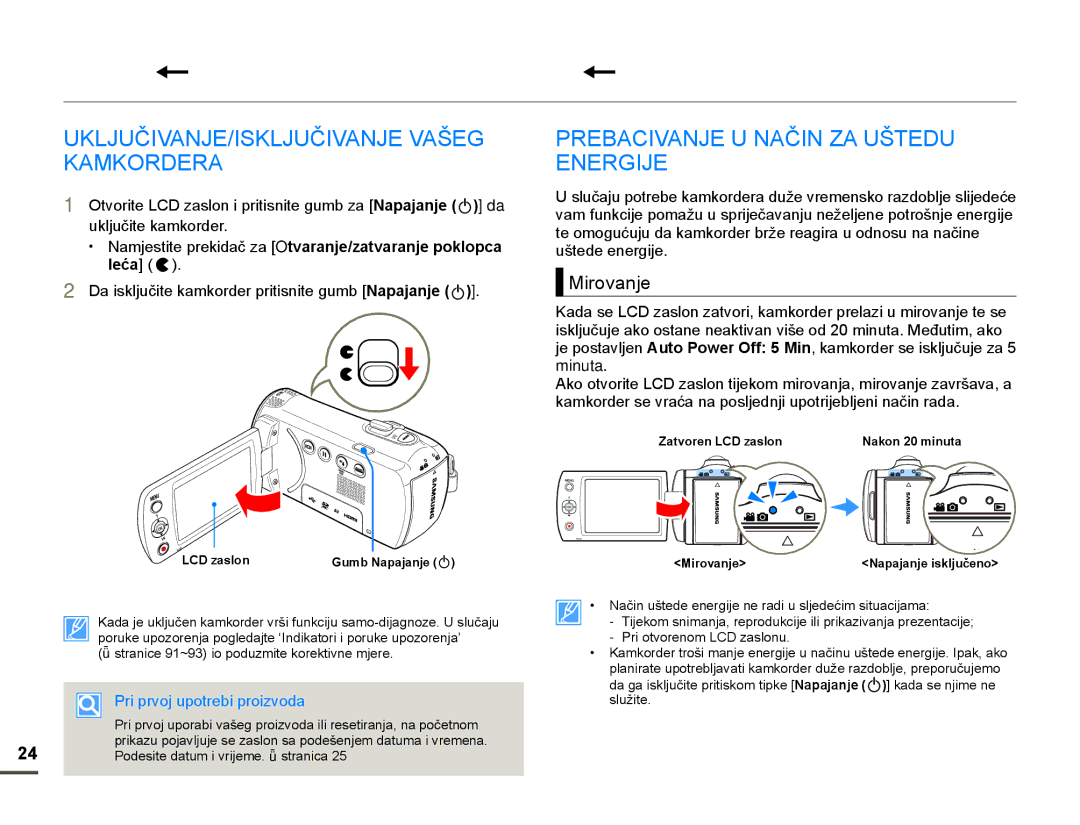 Samsung HMX-F80BP/EDC Osnovni rad kamkordera, 8ý,9$1-,6./-8ý,9$1-9$â* $0.255$, 35%$&,9$1-81$ý,1=$8â78, 0LURYDQMH 