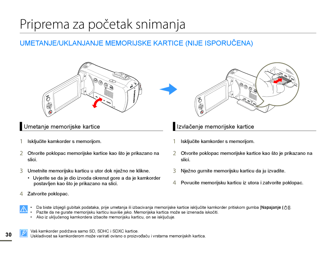 Samsung HMX-F80BP/EDC Priprema za početak snimanja, 807$1-8./$1-$1-0025,-6..$57,&1,-,63258ý1$, =DwyrulwhSrnorsdf 