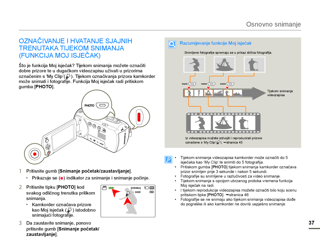 Samsung HMX-F80BP/EDC manual 3ULWLVQLWHWLSNXPHOTO kod, DxvwdylwhVqlpdqmhSrqryr, VYDNRJRGOLþQRJWUHQXWNDSULOLNRP 