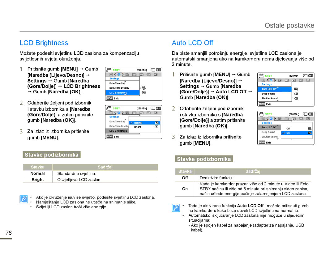 Samsung HMX-F80BP/EDC manual %Uljkwqhvv, VYLMHWORVQLKXYMHWDRNUXåHQMD, Plqxwh, Stavka Sadržaj Normal, Bright 