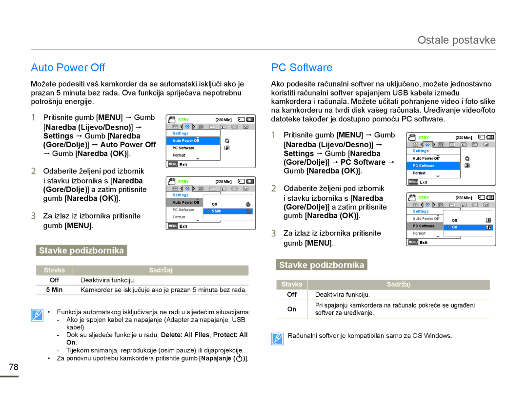 Samsung HMX-F80BP/EDC manual $XWR3RZHU2II, SRWURãQMXHQHUJLMH, GDWRWHNHWDNRÿHUMHGRVWXSQRSRPRüX3&VRIWZDUH, Min 