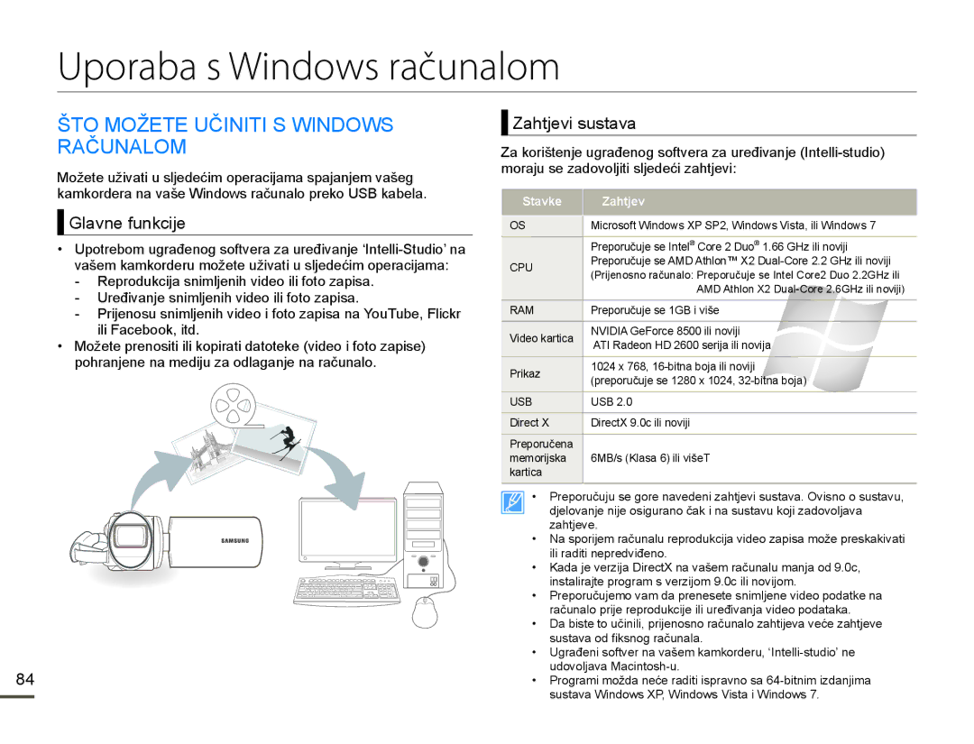 Samsung HMX-F80BP/EDC Uporaba s Windows računalom, Â7202ä78ý,1,7,6,126 5$ý81$/20, OdyqhIxqnflmh, =DkwmhylVxvwdyd 