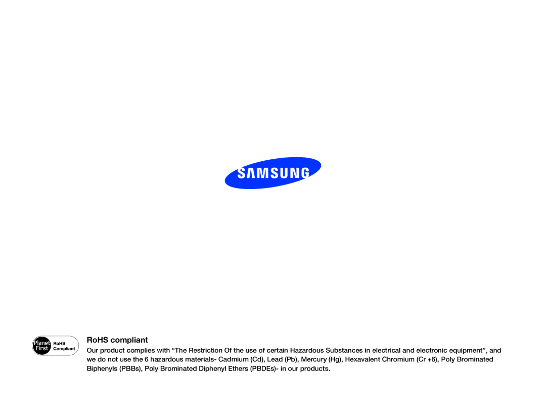 Samsung HMX-F80SP, HMX-F800SP, HMX-F80BP, HMX-F800BP user manual RoHS compliant 