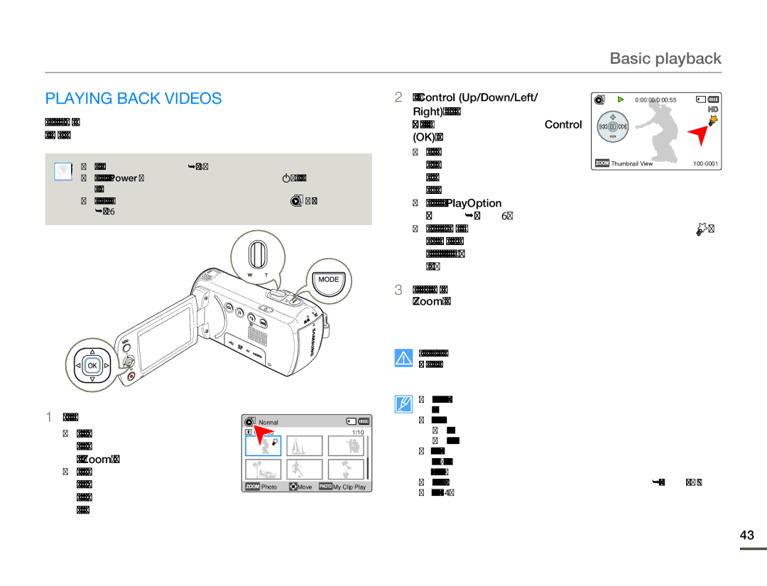 Samsung HMX-F800BP, HMX-F80SP, HMX-F800SP, HMX-F80BP user manual Basic playback, Playing Back Videos 