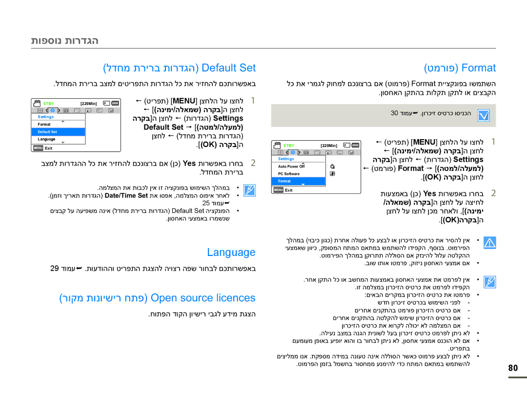 Samsung HMX-F90WP/EDC ʨʮʸʥʴRUPDW, Language, ʬʣʧʮʺʸʩʸʡʺʥʸʣʢʤHIDXOW6HW, ʸʥʷʮʺʥʰʥʩʹʩʸʧʺʴ2SHQVRXUFHOLFHQFHV 