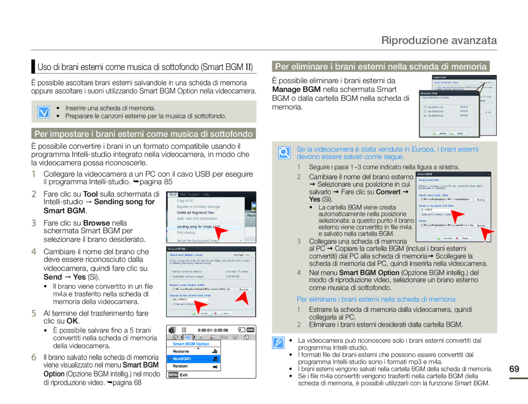 Samsung HMX-F90WP/EDC, HMX-F90BP/EDC manual Per impostare i brani esterni come musica di sottofondo 