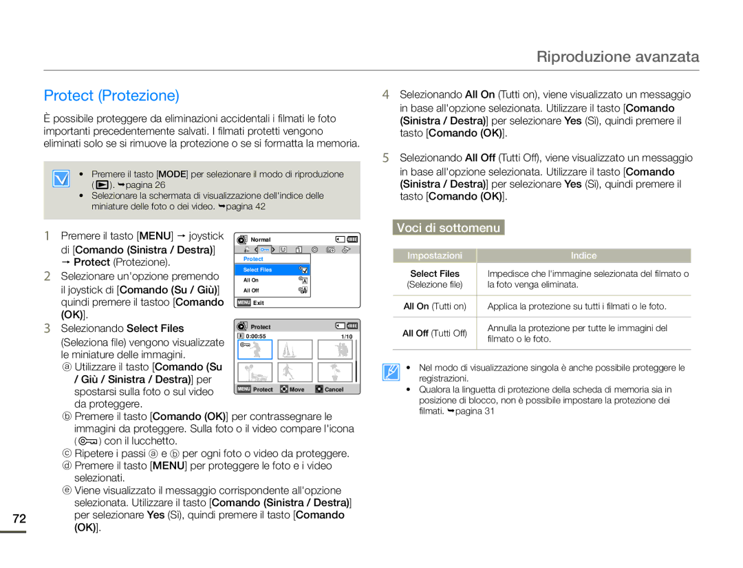Samsung HMX-F90BP/EDC, HMX-F90WP/EDC manual Protect Protezione 
