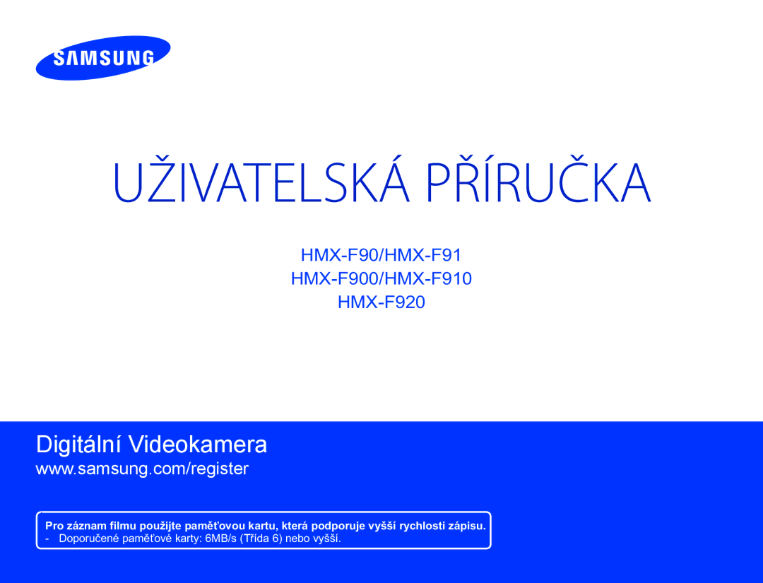 Samsung HMX-F90WP/EDC, HMX-F90BP/EDC manual Uživatelská Příručka 