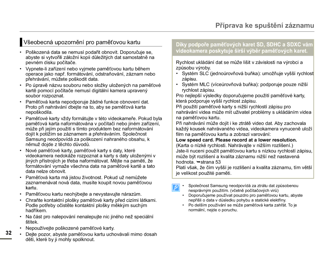 Samsung HMX-F90BP/EDC manual 9ãHREHFQiXSRRUQČQtSURSDPČĢRYRXNDUWX, TN\SRGSRĜHSDPČĢRYêFKNDUHW66+&D6&YiP 