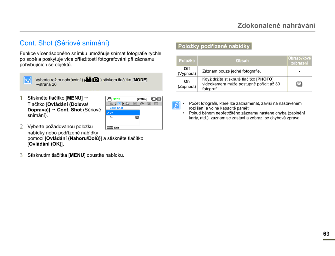 Samsung HMX-F90WP/EDC manual RQW6KRW6pULRYpVQtPiQt, SRK\EXMtFtFKVHREMHNWĤ, =iQDPSRXHMHGQpIRWRJUD¿H, IRWRJUD¿t 