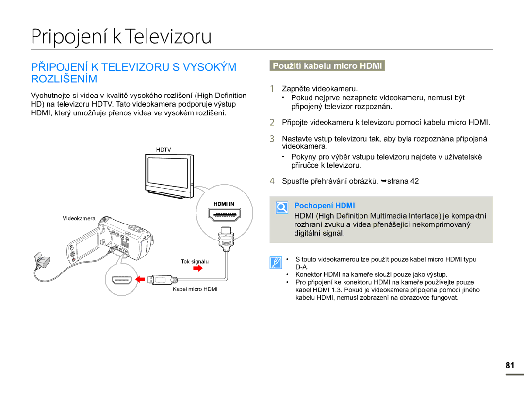 Samsung HMX-F90WP/EDC manual Pripojení k Televizoru, 3ě,32-1Ë.7/9,=2586962.é0 52=/,â1Ë0, 3RXåLWtNDEHOXPLFUR+0 