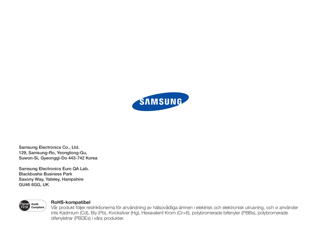 Samsung HMX-F90BP/EDC, HMX-F90WP/EDC manual RoHS-kompatibel 