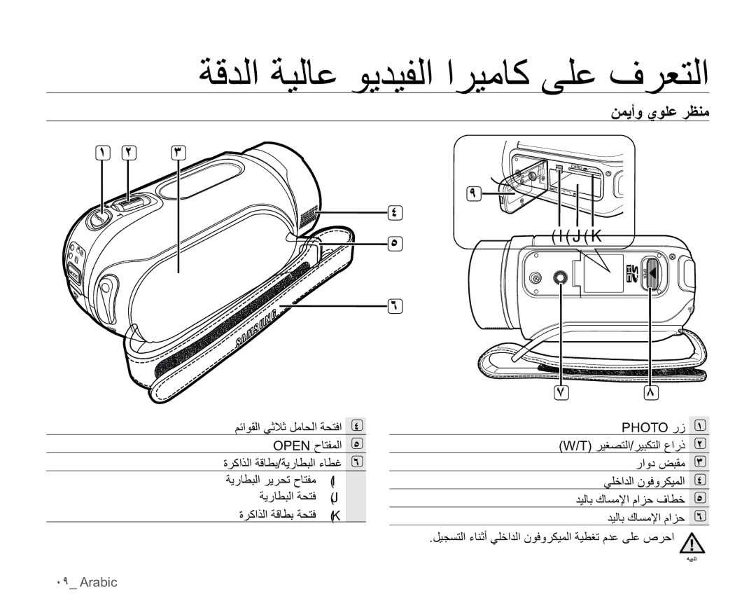 Samsung HMX-H100P/MEA, HMX-H104BP/AAW manual ˺ ˻, ϦϤϳϭϱϮϠϋήψϨϣ, OPENΡΎΘϔϤϟ ˾ ΓήϛάϟΔϗΎτΑΔϳέΎτΒϟ˯ΎτϏ ˿, ˹̂ Arabic 