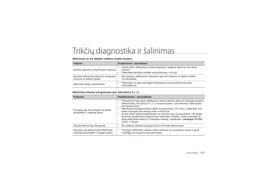 Samsung HMX-H100P/XEB, HMX-H104BP/XEB manual Atkūrimas su šia didelės raiškos vaizdo kamera, Požymis 