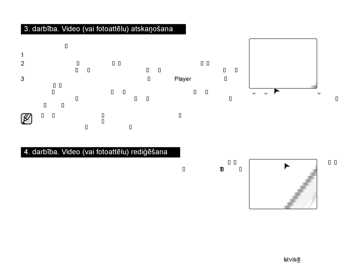 Samsung HMX-H100P/XEB, HMX-H104BP/XEB manual Darbība. Video vai fotoattēlu atskaņošana 